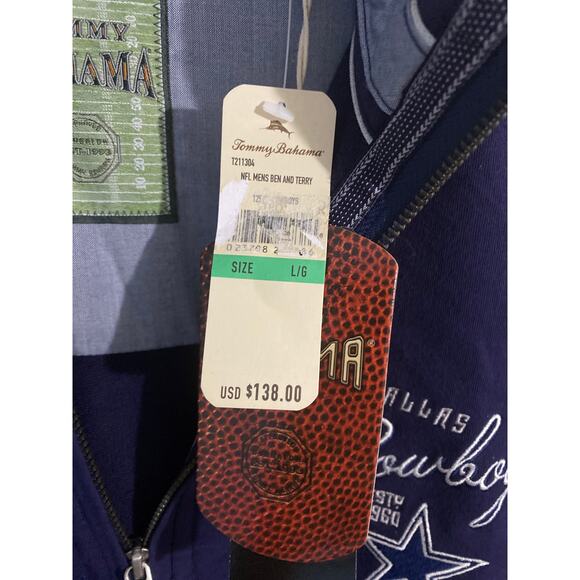 Tommy Bahama NFL pullover sweater NEW men’s size L navy blue Dallas cowboys - Picture 6 of 8